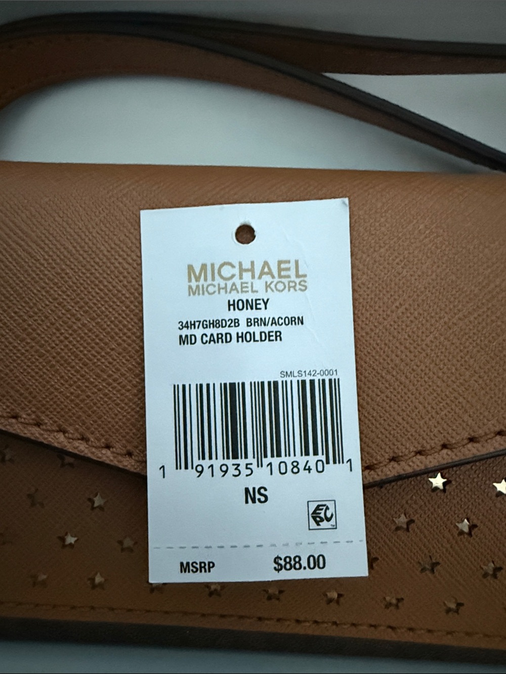 Michael Kors Acorn/Brown Leather MD Card Holder with Gold Accent - Picture 7 of 7
